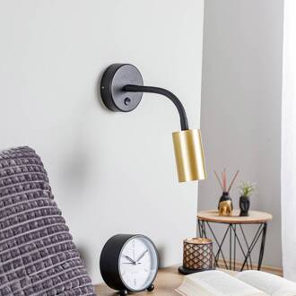 Wandlamp Eye Flex S, messing messing, zwart