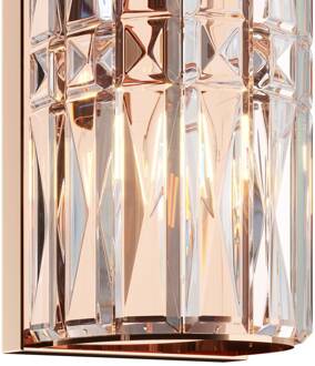 wandlamp Facet, hoogte 75,2 cm, goudkleurig, glas transparant