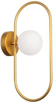 Wandlamp Fancy met glazen kap, goud goud, wit
