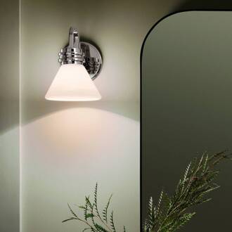 Wandlamp Farum 1, chroomkleurig, staal, glas, G9 chroom, wit