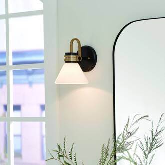 Wandlamp Farum 1, zwart/bronskleurig, staal, glas, G9 zwart/brons, wit