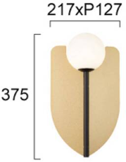 wandlamp Fedora, hoogte 37 cm, goudkleurig, metaal/glas goud, zwart, wit