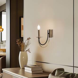 Wandlamp Ferra, antiek messing, 1-lamp antiek messing, zwart