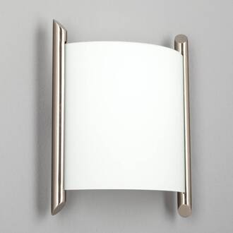 wandlamp Filippa, 20 cm, nikkel, glas, E27 wit gesatineerd, nikkel gesatineerd