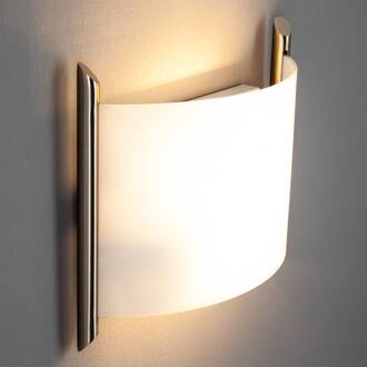 wandlamp Filippa, 31 cm, nikkel, glas, E27 wit gesatineerd, nikkel gesatineerd