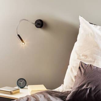 Wandlamp Flexa met flexibele arm, zwart zwart, nikkel