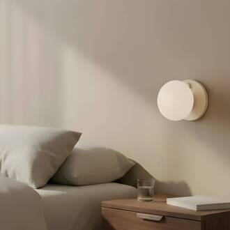 Wandlamp Flo, beige, Ø 19 cm, glas beige, wit