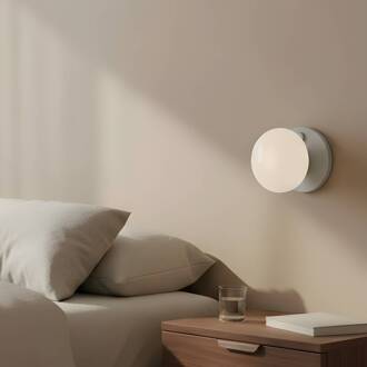 Wandlamp Flo, grijs, Ø 19 cm, glas grijs, wit