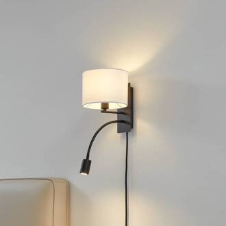 wandlamp Florens, zwart, LED leeslamp, 23,5 cm wit, zwart