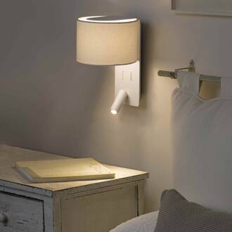 Wandlamp Fold met LED leeslampje, wit