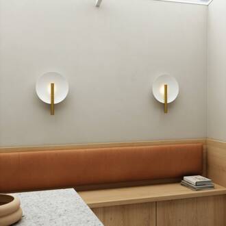 Wandlamp Furiko met schakelaar, messing/wit geborsteld messing, wit