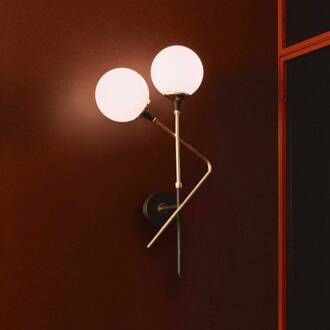 wandlamp Galassia, goudkleurig, 2-lamps, boven/rechts goudkleurig, wit