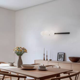 Wandlamp Garda 3, zwart, metaal, glas, 3-lamps zwart, wit