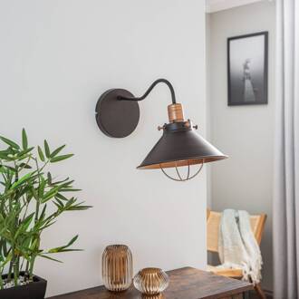 Wandlamp Garret I in donkerbruin/koper donkerbruin, koper
