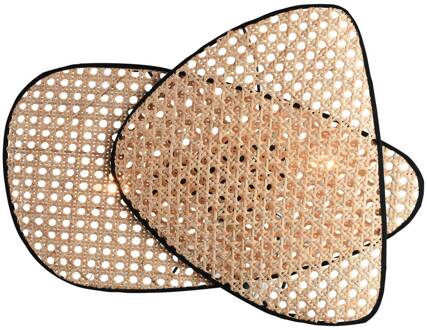 Wandlamp Gheisa van rotan, 2-lamps licht hout, zwart