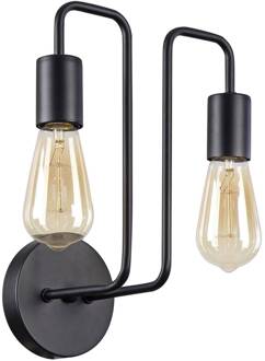 Wandlamp Gilbert in industriële stijl zwart