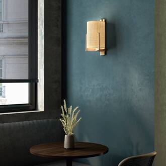 Wandlamp Greta van eikenhout en natuurvezel natuurlijk beige, eiken natuur/naturel, bruin