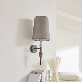 wandlamp Haldorin, grijs/zwart, textiel, 58 cm grijs, zwart