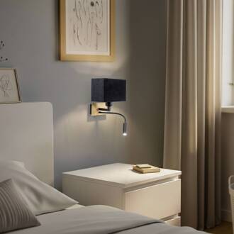 Wandlamp Harry, hoekig, messing/zwart/zwart messing, zwart