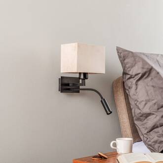 Wandlamp Harry, hoekig, zwart/zwart/beige zwart, beige