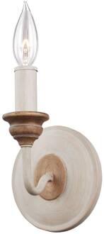 Wandlamp Hartsville in Farmhouse-Style Afgewassen kalkwit, bruin