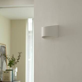 wandlamp Heiko, up/down, gips, wit, hoogte 12 cm