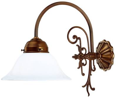 Wandlamp HINRICH van messing, handgemaakt wit, messing