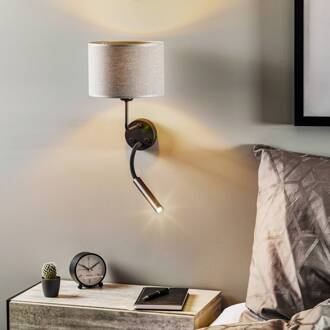 Wandlamp Hotel Plus met leeslampje, grijs grijs, zwart