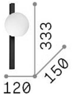 Wandlamp Ideal Lux Binomio messingkleurig 1-lamp metaal glas messing, opaal