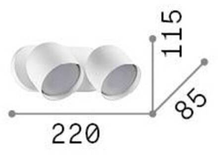 Wandlamp Ideal Lux Dodo, wit, 2-lamps, metaal Ø 8,5 cm