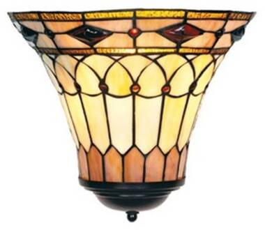 Wandlamp in Tiffany stijl Medusa beige, oker, donkerbruin