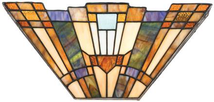 Wandlamp Inglenook met gekleurd glas brons, veelkleurig
