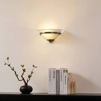 wandlamp Irimia, 31 cm, oud messing, glas wit gesatineerd, oud messing