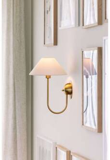 wandlamp IRIS, crème, hoogte 32 cm crème, geborsteld messing