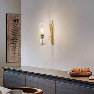 Wandlamp Jadina, goud antiek, hoogte 32 cm, metaal/glas antiek goud, amber-transparant