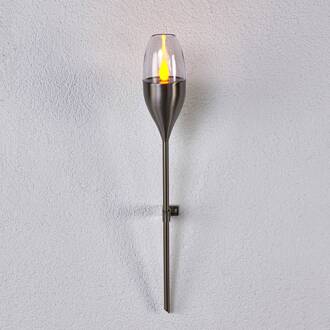 Wandlamp Jari op zonne-energie met flikkerende LED roestvrij staal, helder