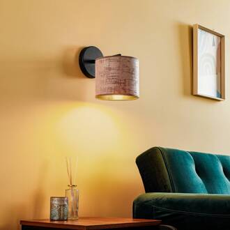 Wandlamp Jari stoffen kap, roségoud rosé, goud, zwart