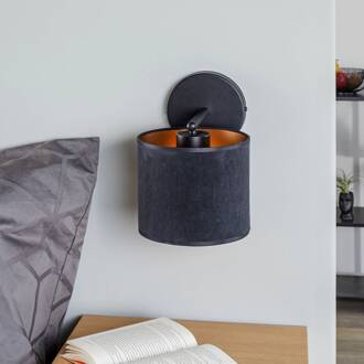 Wandlamp Jari stoffen kap, zwart-goud zwart, goud