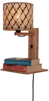 Wandlamp Java - Bamboe|Zwart - 30x22x52cm Bruin