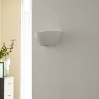 wandlamp Jimmy, wit, gips, halfrond, 24cm, E14