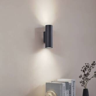 wandlamp Joffrey, 18 cm, zwart, omhoog/omlaag, GU10