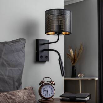 Wandlamp Jovin 1-lamp met spot zwart/goud zwart, goud