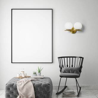 Wandlamp Jugen, goud, 2-lamps messing, wit