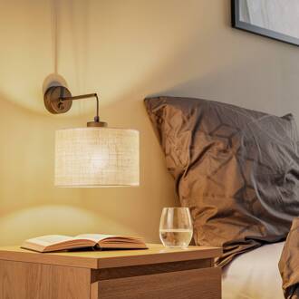 Wandlamp Jute, 1-lamp beige, zwart