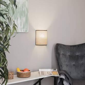 Wandlamp jute &black, naturelbruin, halfronde natuurlijk bruin, zwart