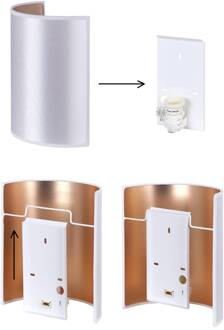 wandlamp jute, wit/ecru, halfronde, hoogte 24 cm wit, ecru