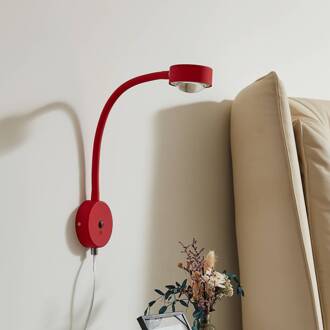 wandlamp Jyla, rood, GX53, flexibele arm, stekker