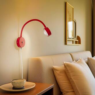 wandlamp Jyla, rood/wit, lens, 4200K, GX53, flexibele arm rood, wit