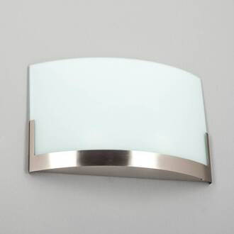 wandlamp Karla, 35 cm, wit/nikkel, glas, E27 wit gesatineerd, nikkel gesatineerd