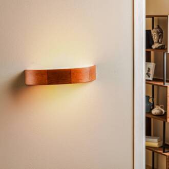 Wandlamp Kerio, breedte 40,5 cm, rustiek grenen rustieke zijkanten, gesatineerd